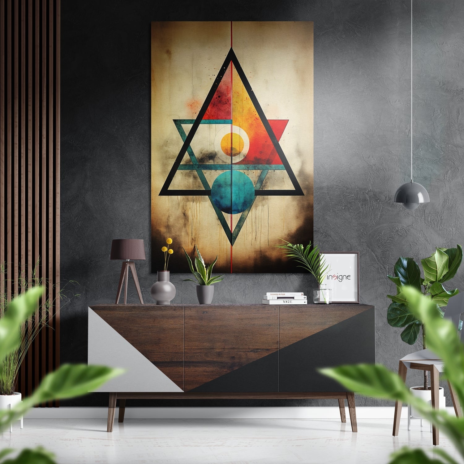 Triangles Brushed Aluminum Dibond Wall Art