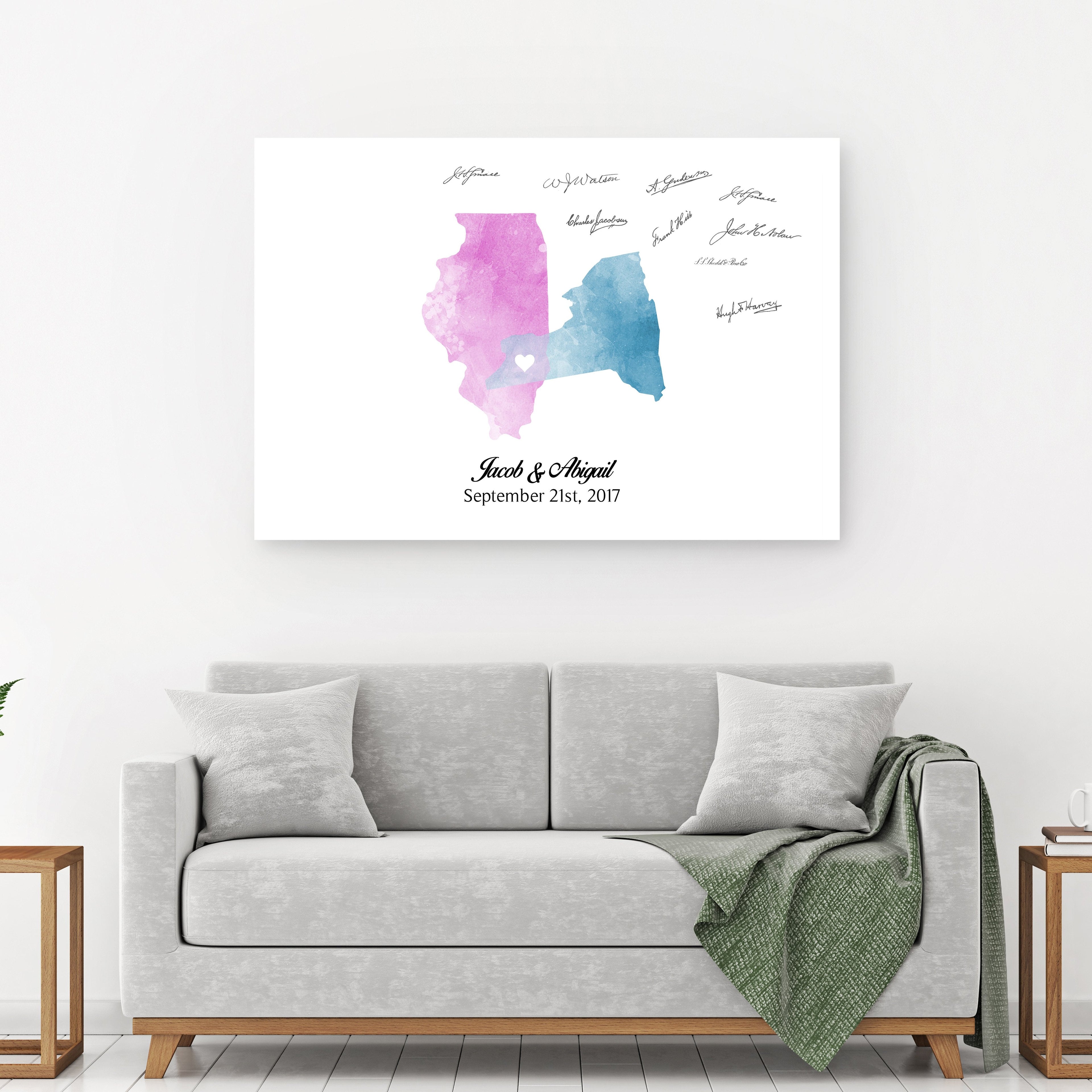 Wedding Guest Book Alternative - Watercolor States