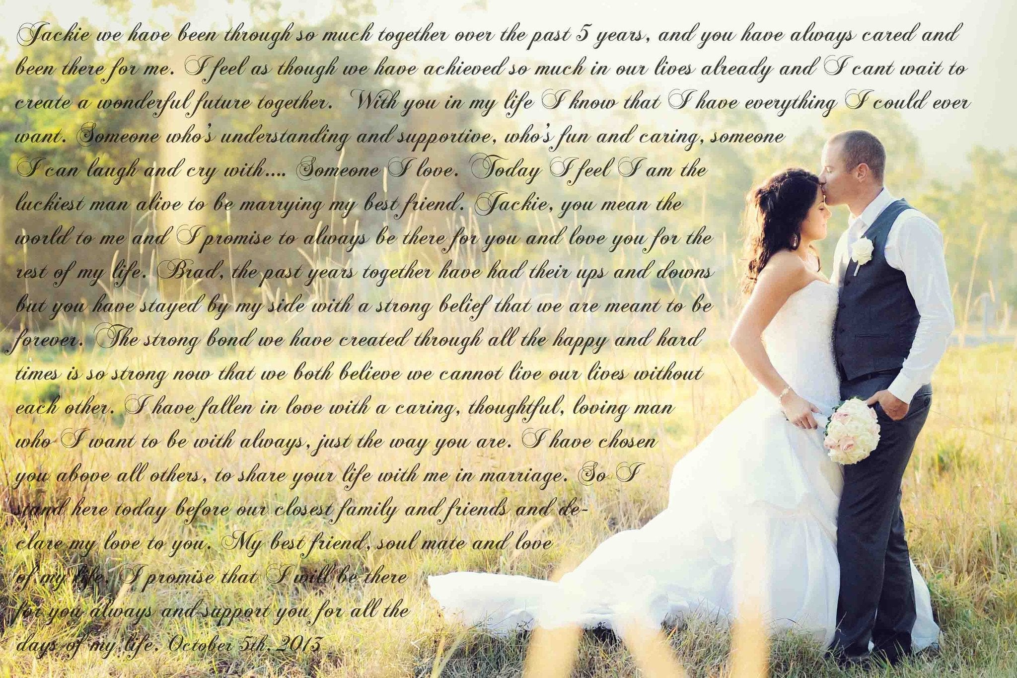 First Wedding Anniversary Gift - Your Wedding Vows On Canvas