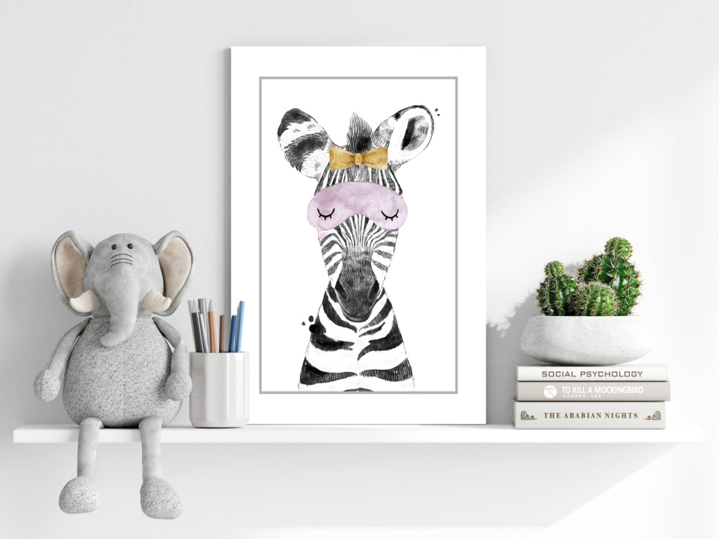 Sleepy Zebra Aluminum Print