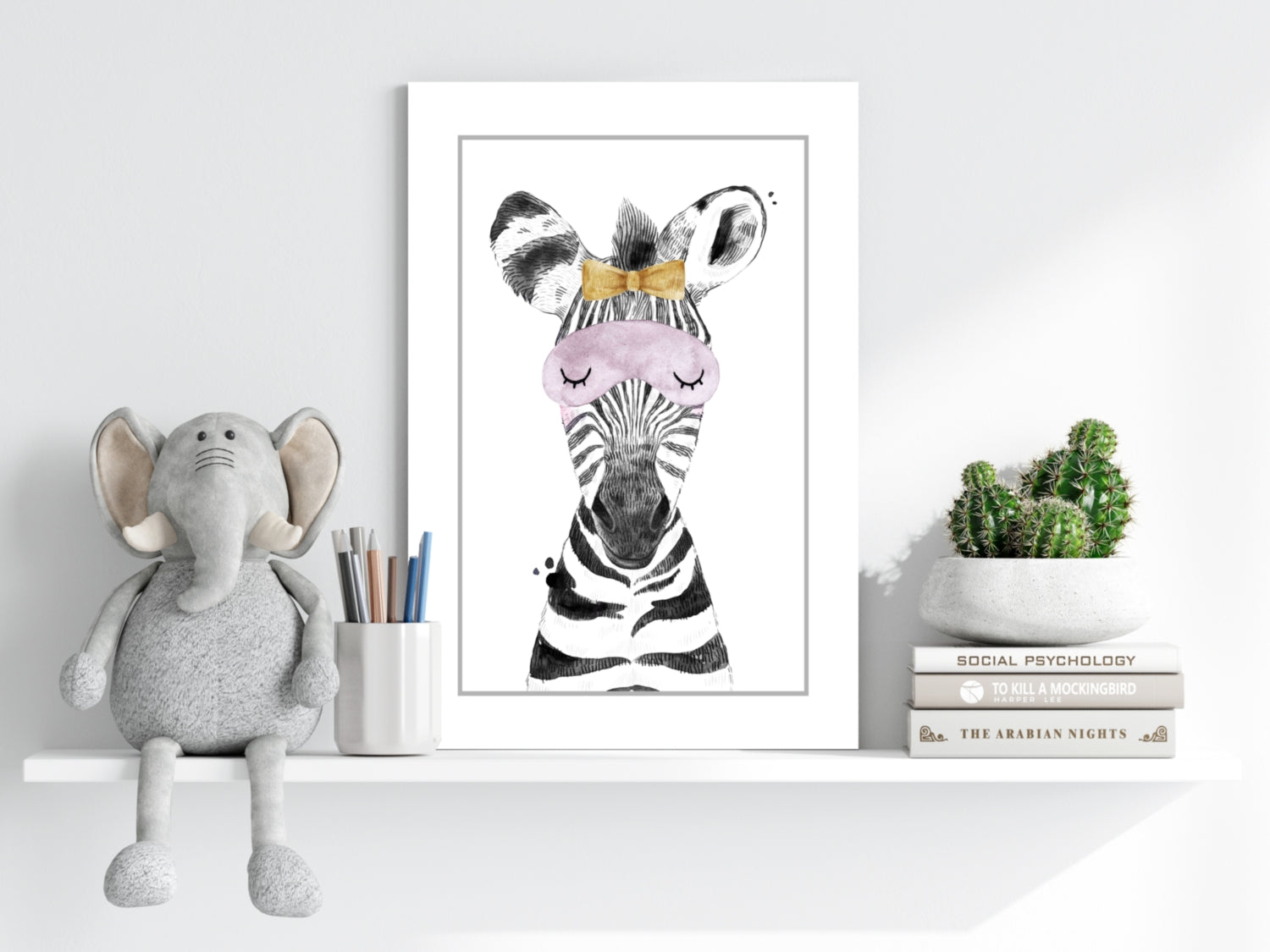 Sleepy Zebra Aluminum Print