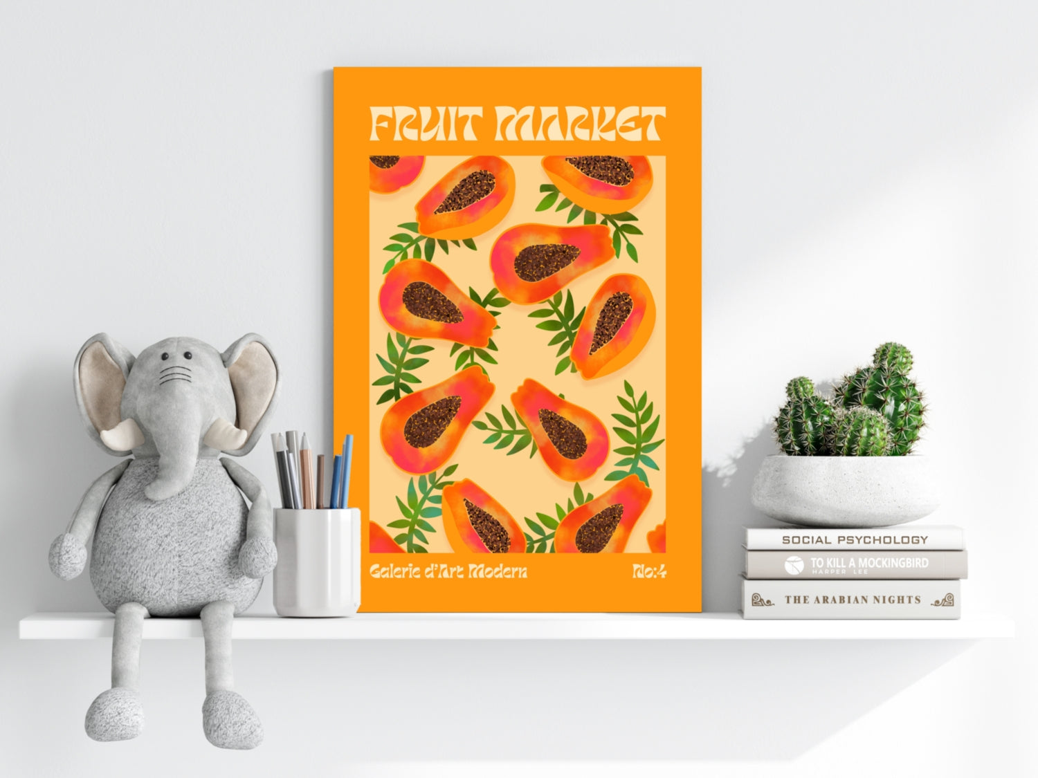 Modern Art Gallery Papayas Aluminum Print