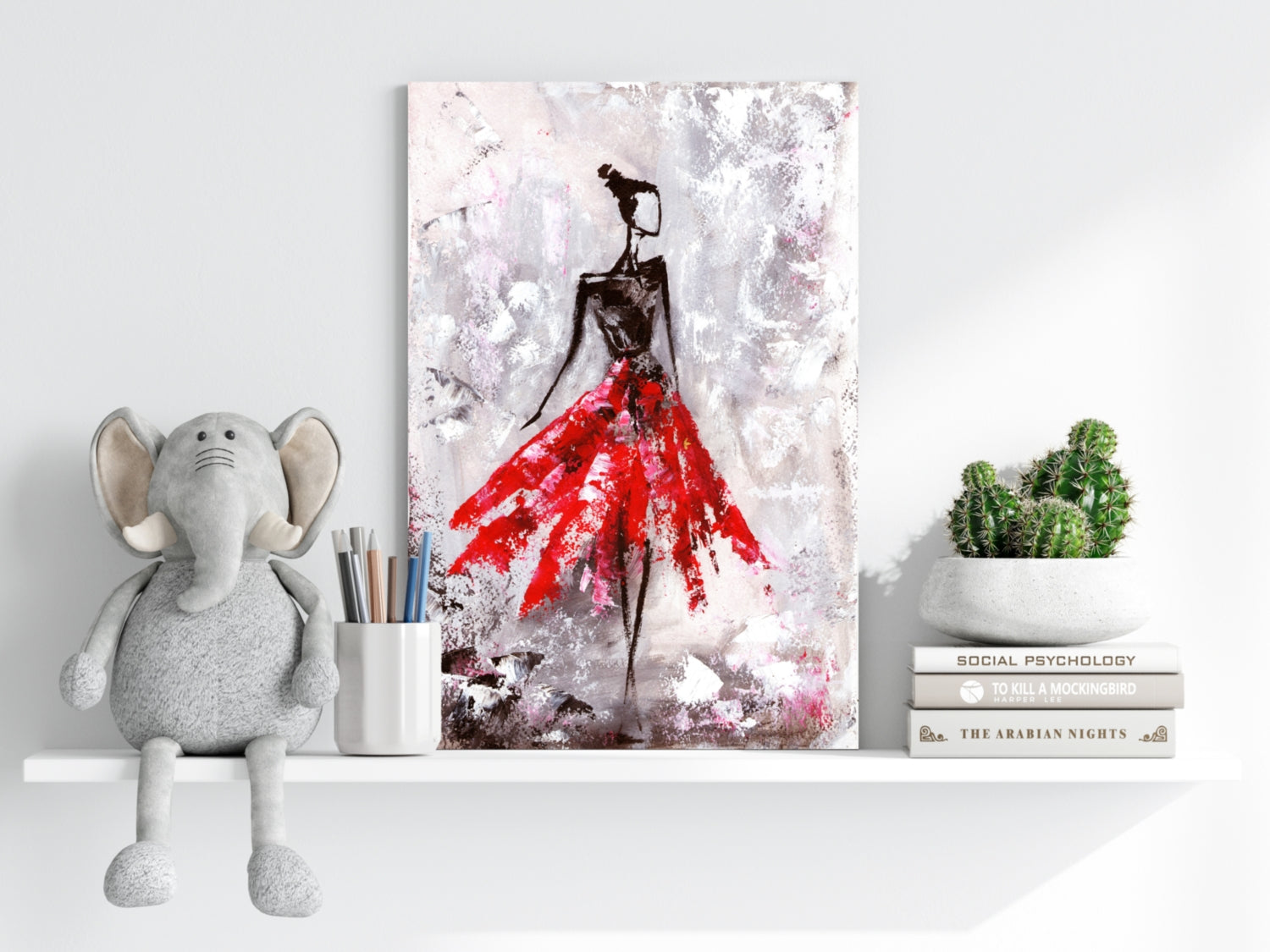 Lady in Red Dress Aluminum Print