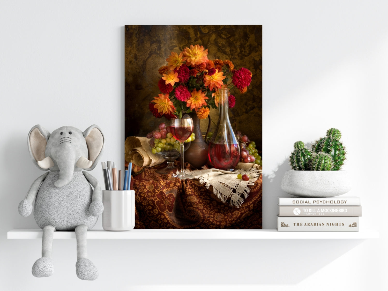 Wine and Flowers Aluminum Print