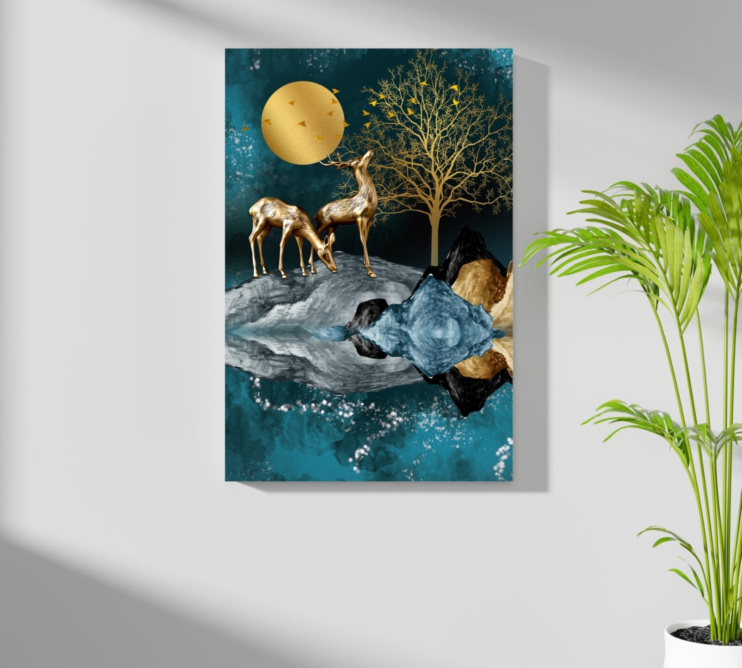 Deers at Night Aluminum Print