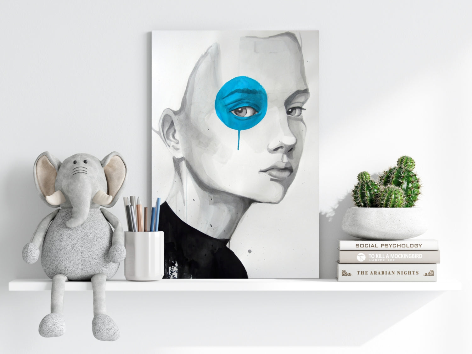 Girl With Blue Aluminum Print