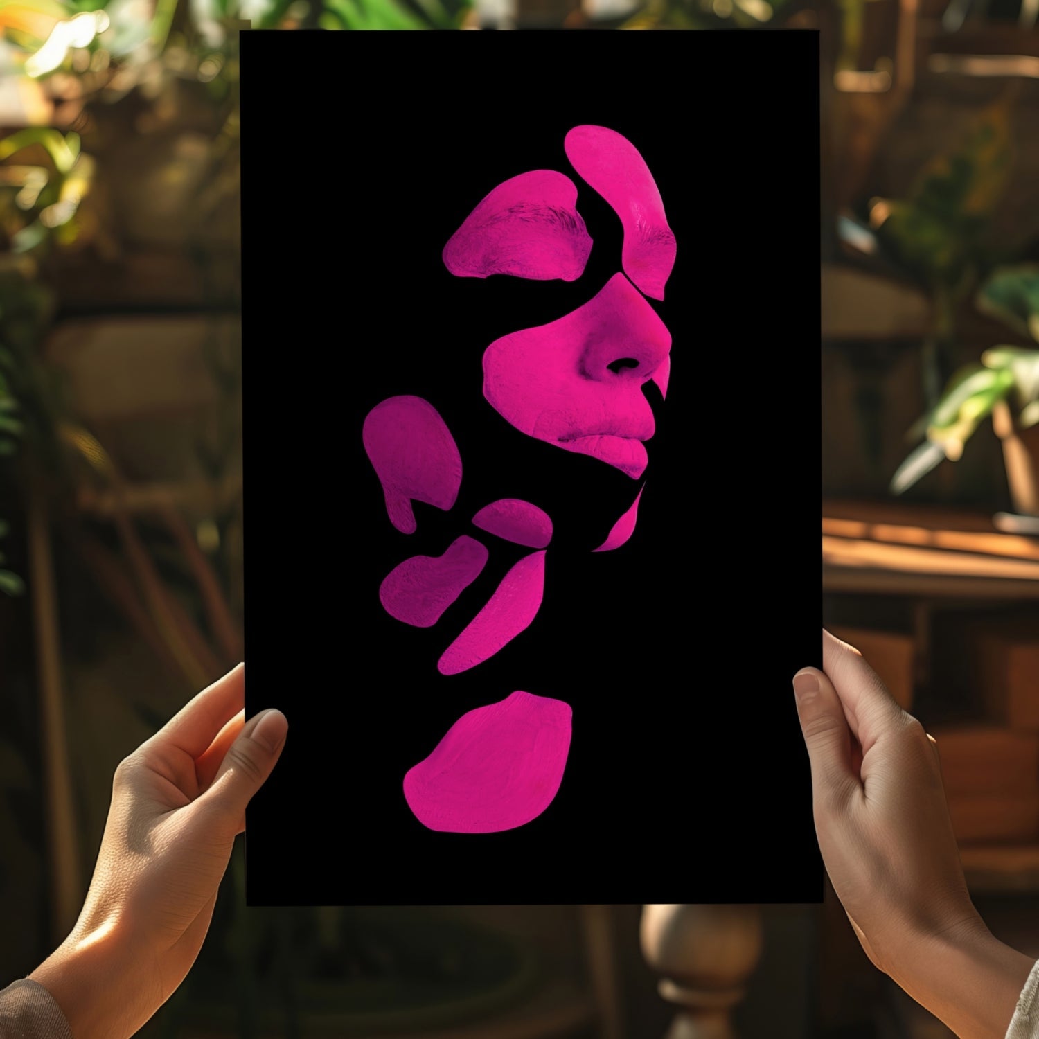 Woman in Style Fuschia Aluminum Print