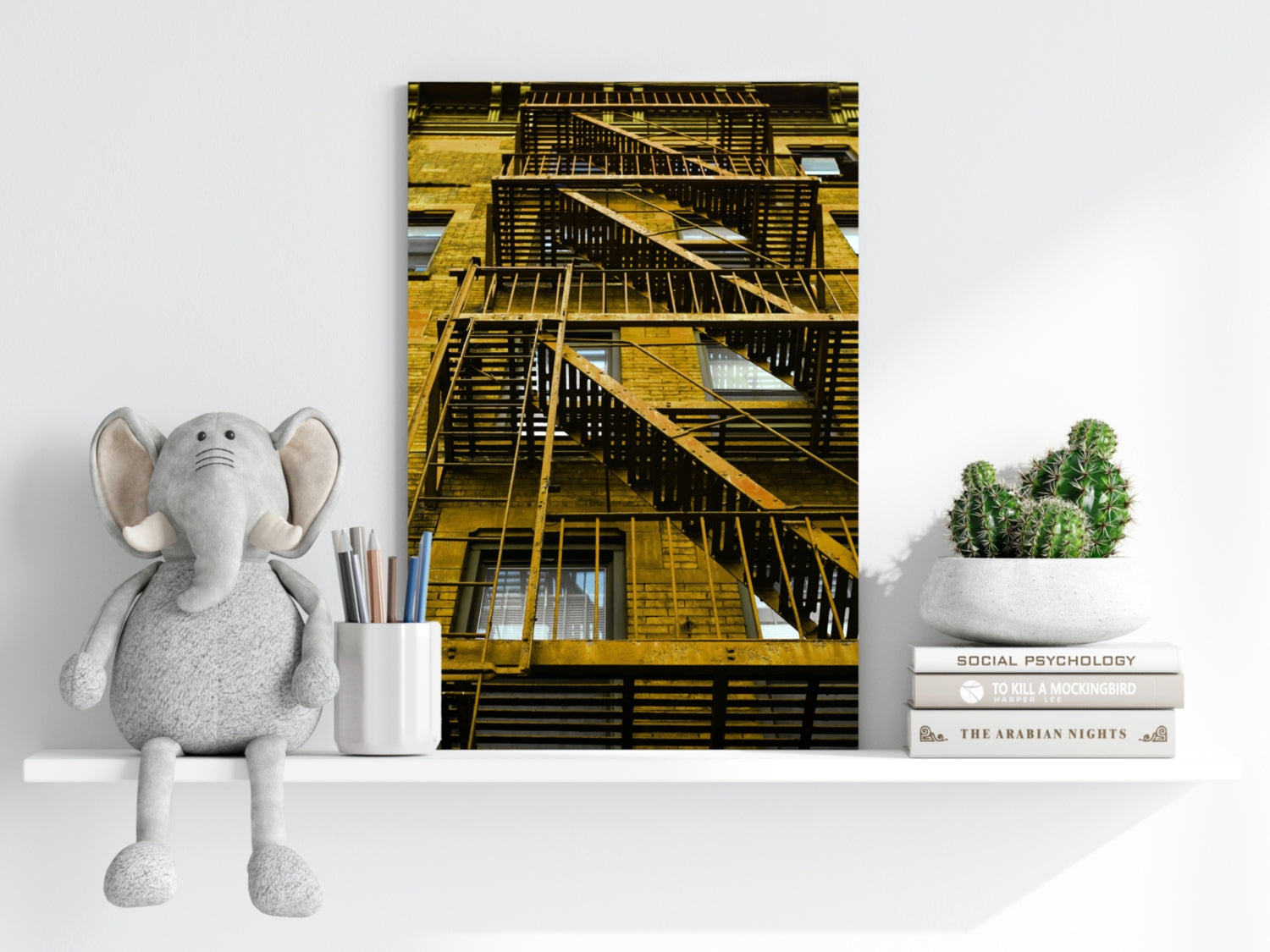 Stairs Yellow Aluminum Print