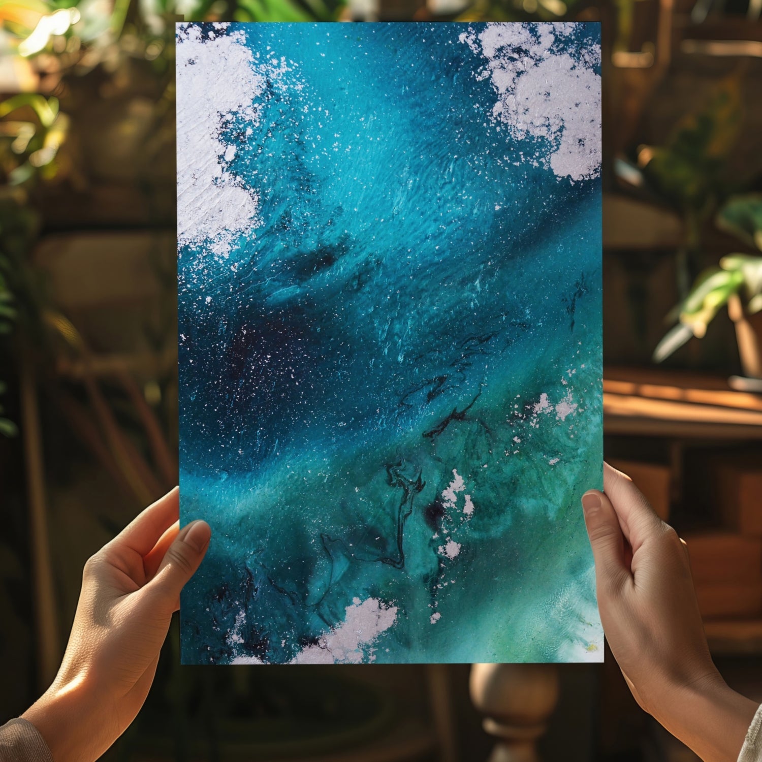 Abstract Paint Teal V1 Aluminum Print