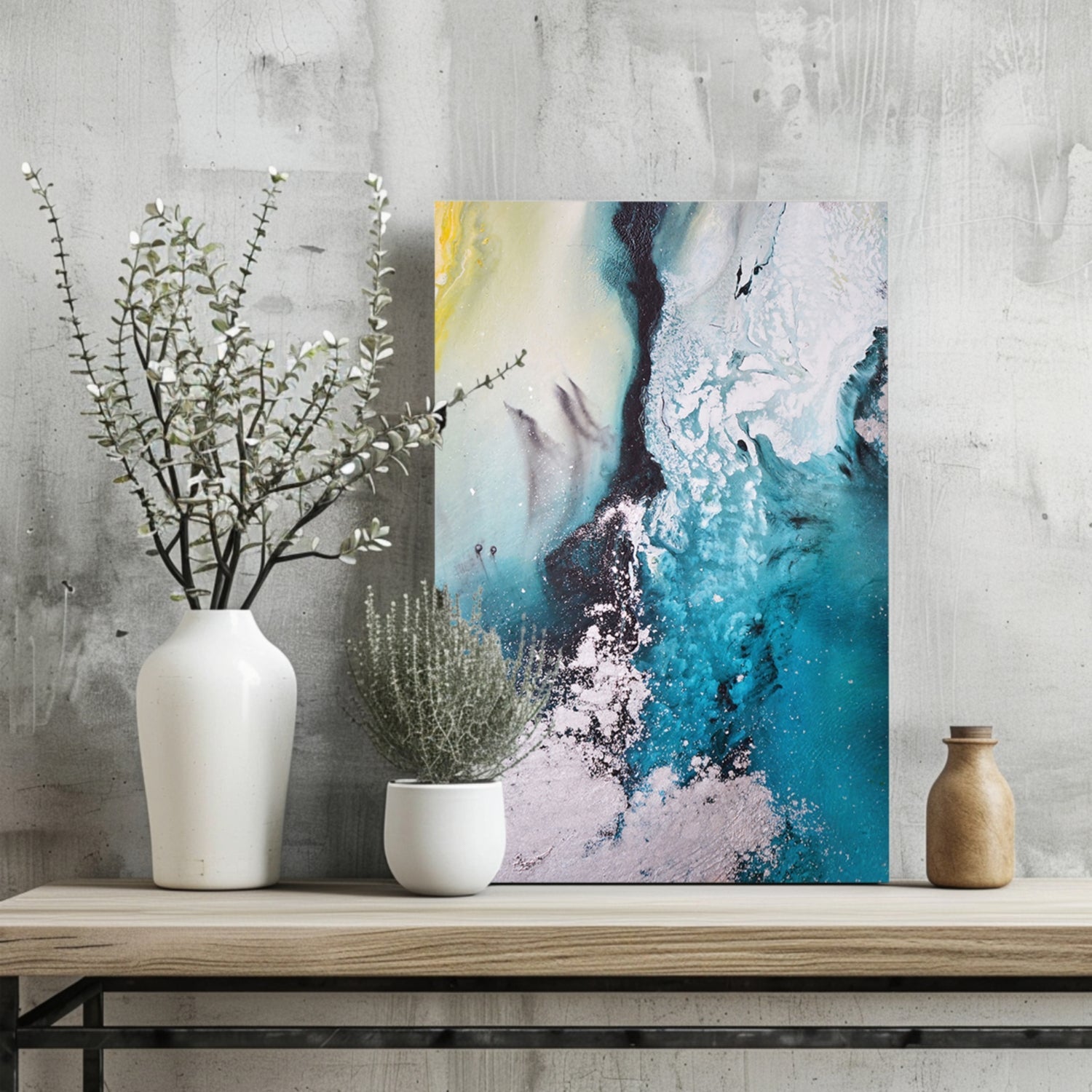 Abstract Paint Teal V2 Aluminum Print