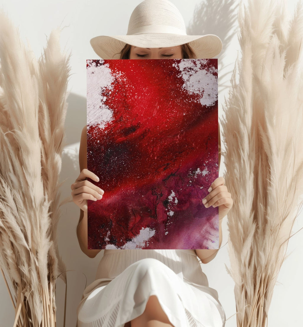 Abstract Paint Red V1 Aluminum Print
