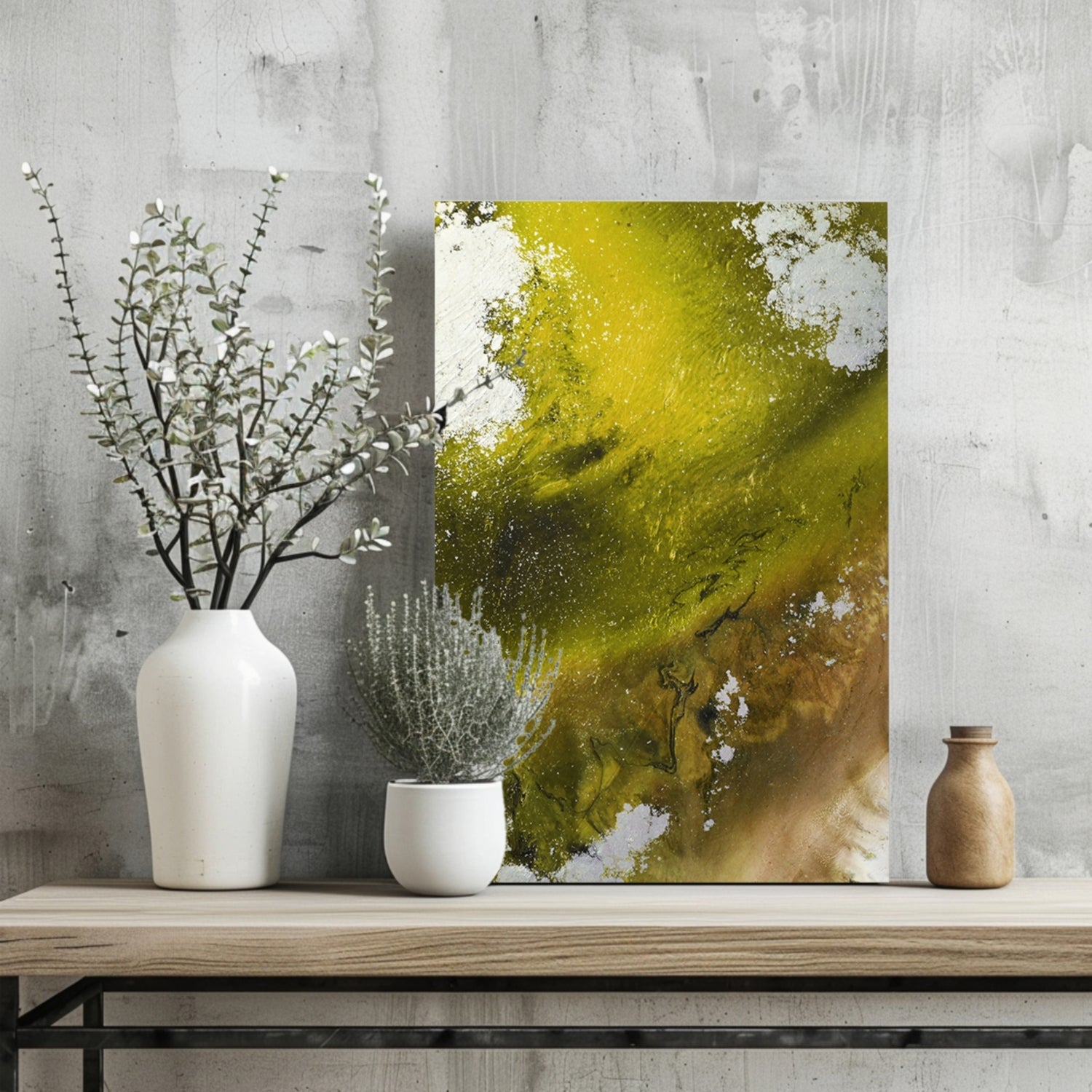 Abstract Paint Yellow V3 Aluminum Print