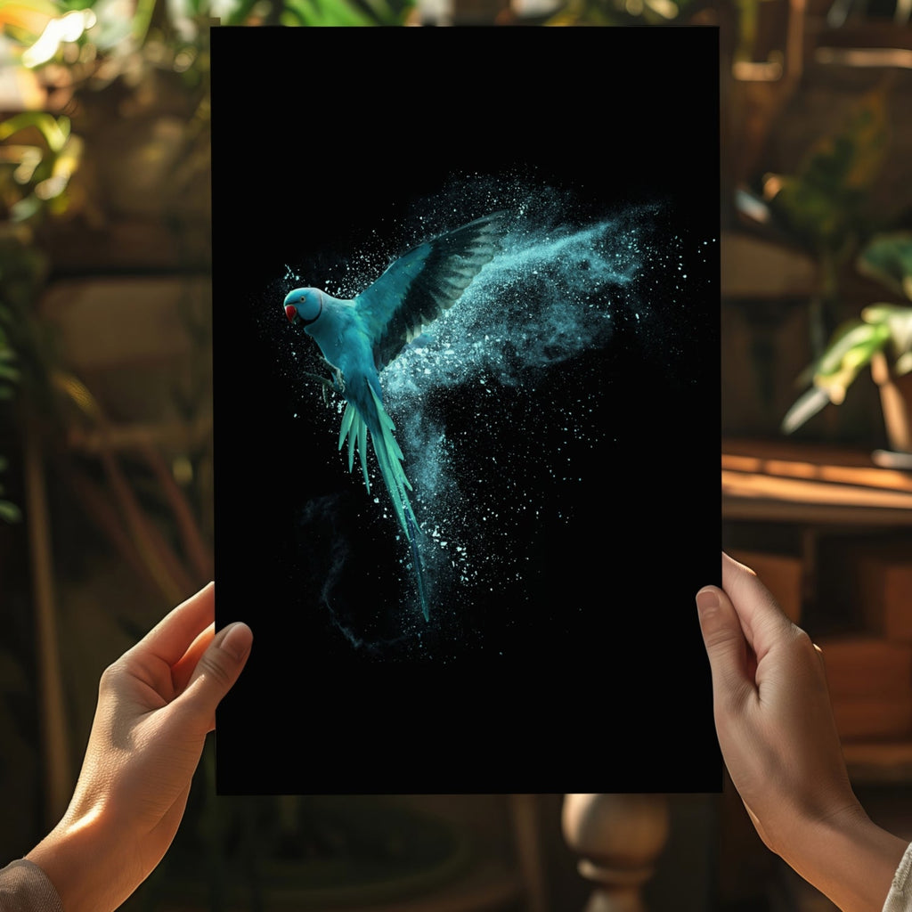 Teal Parrot Aluminum Print