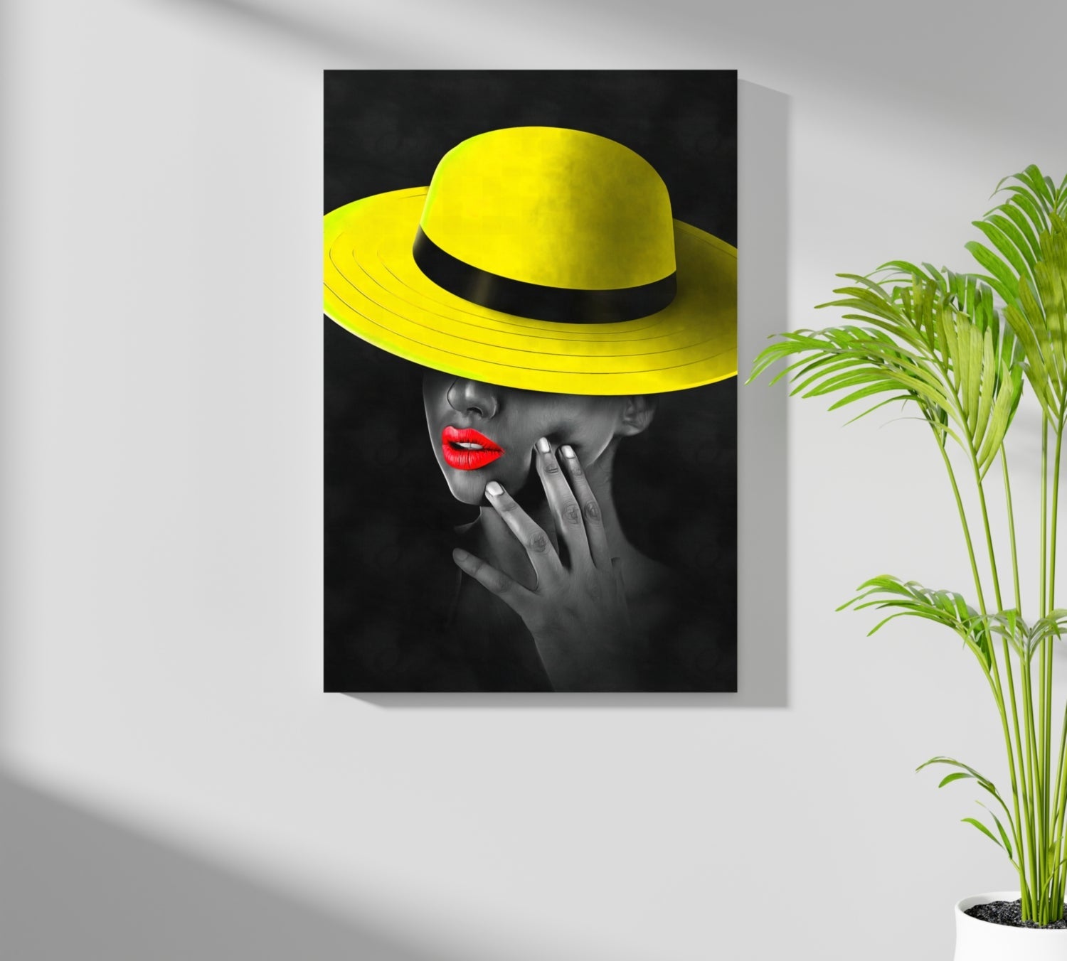 Woman with Yellow Hat Aluminum Print