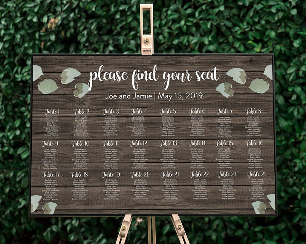 Brown Floral Wedding Seating Chart