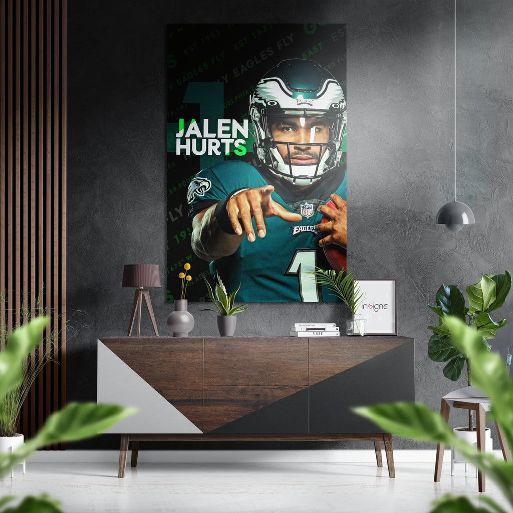 Jalen Hurts Eagles Brushed Aluminium Dibond Wall Art