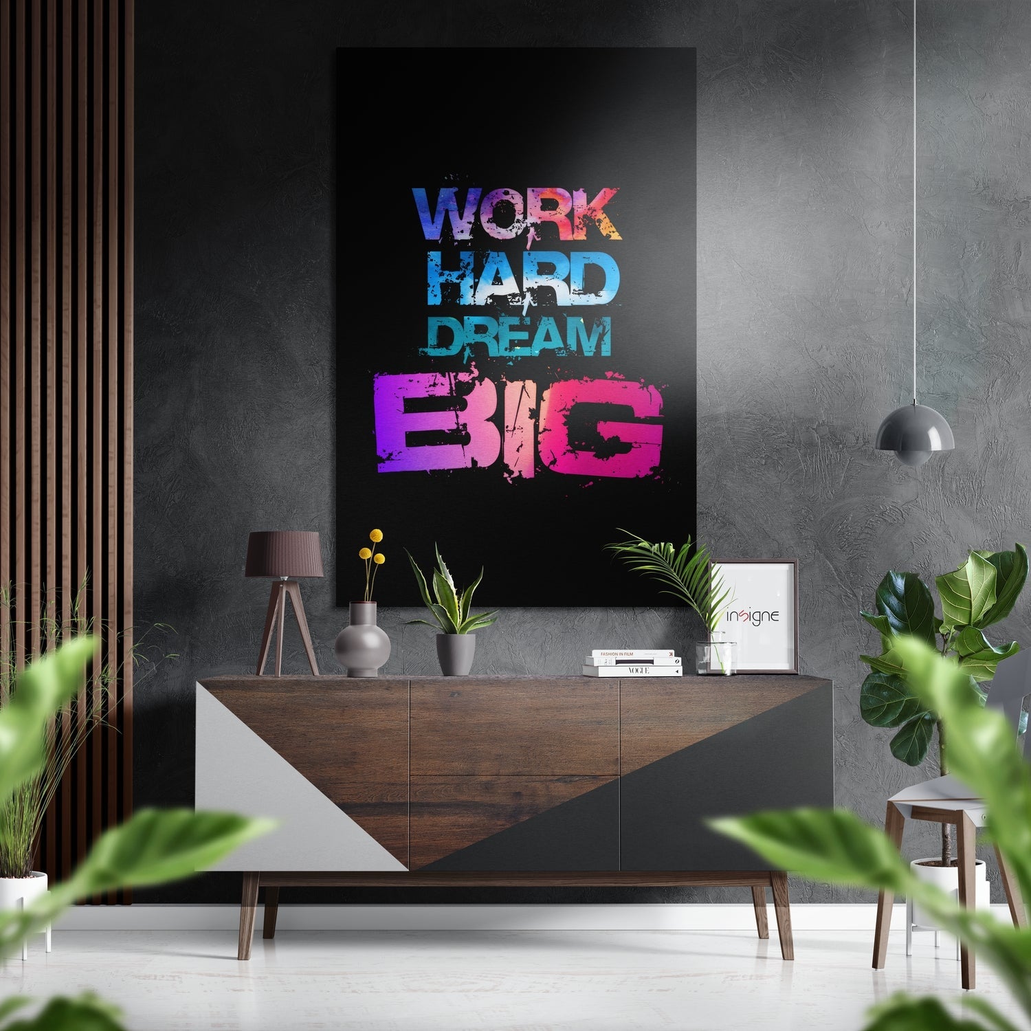 Work Hard Dream Big Brushed Aluminium Dibond Wall Art