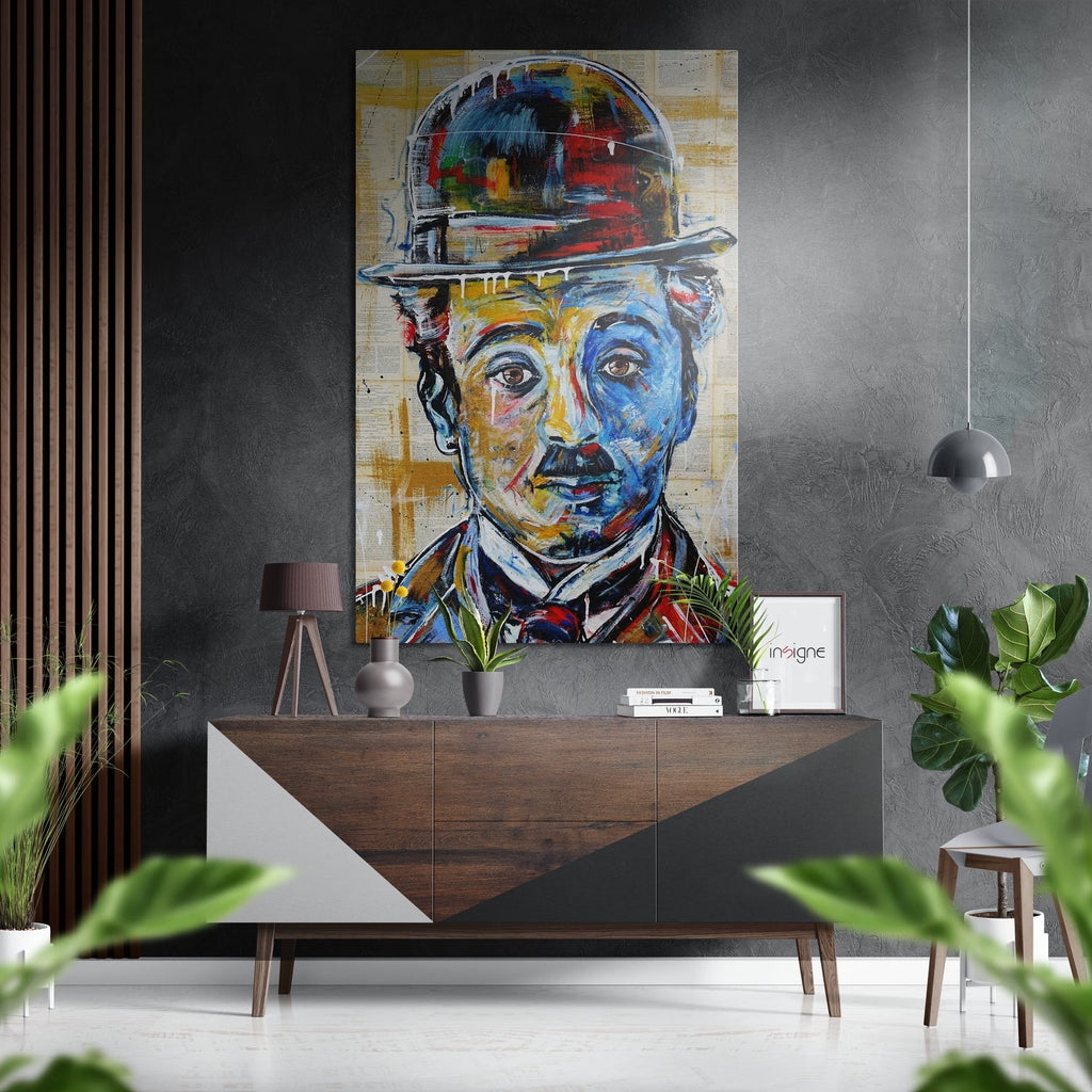 Charlie Chaplin Brushed Aluminium Dibond Wall Art