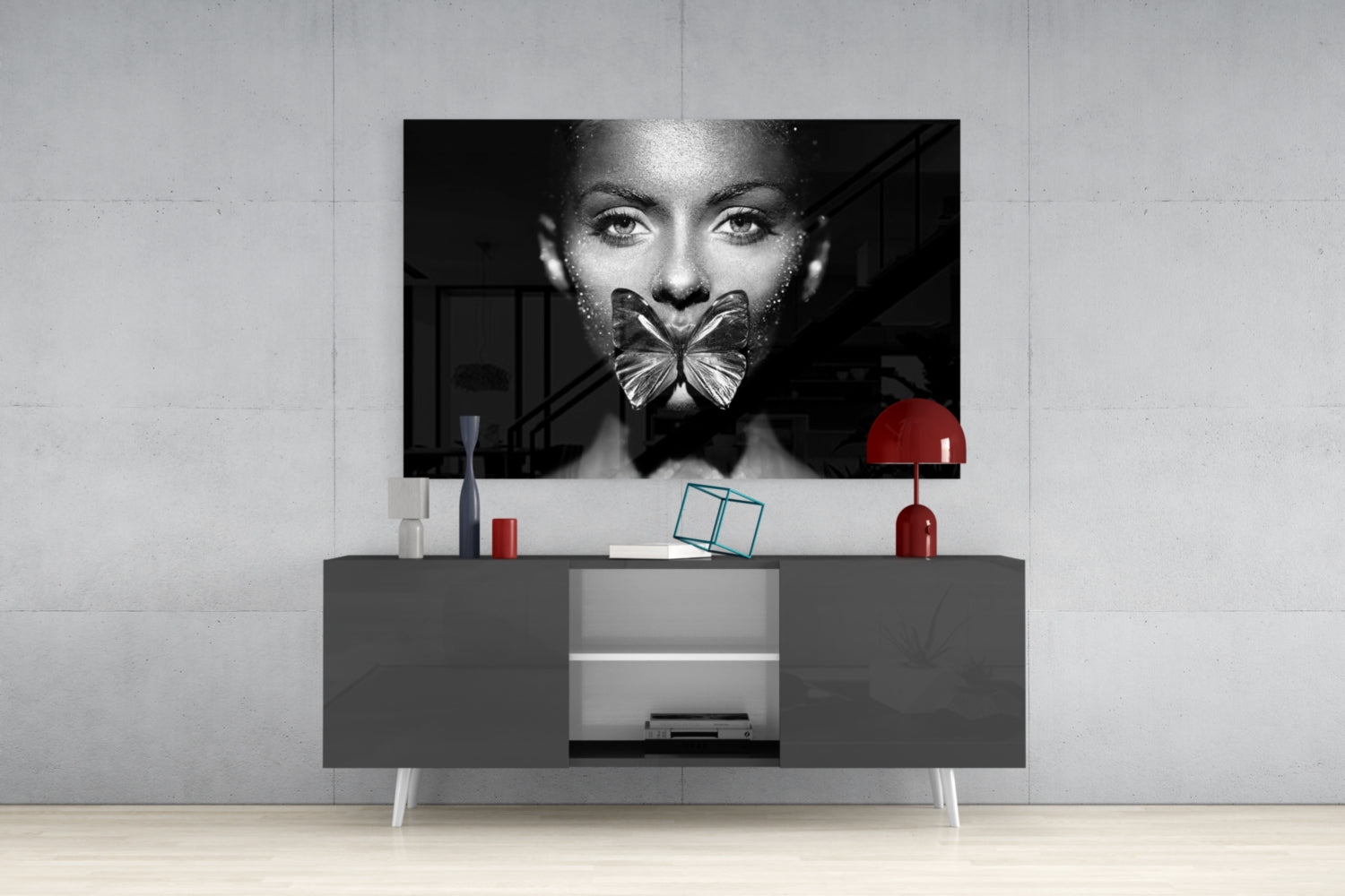 Butterfly Woman Glass Wall Art