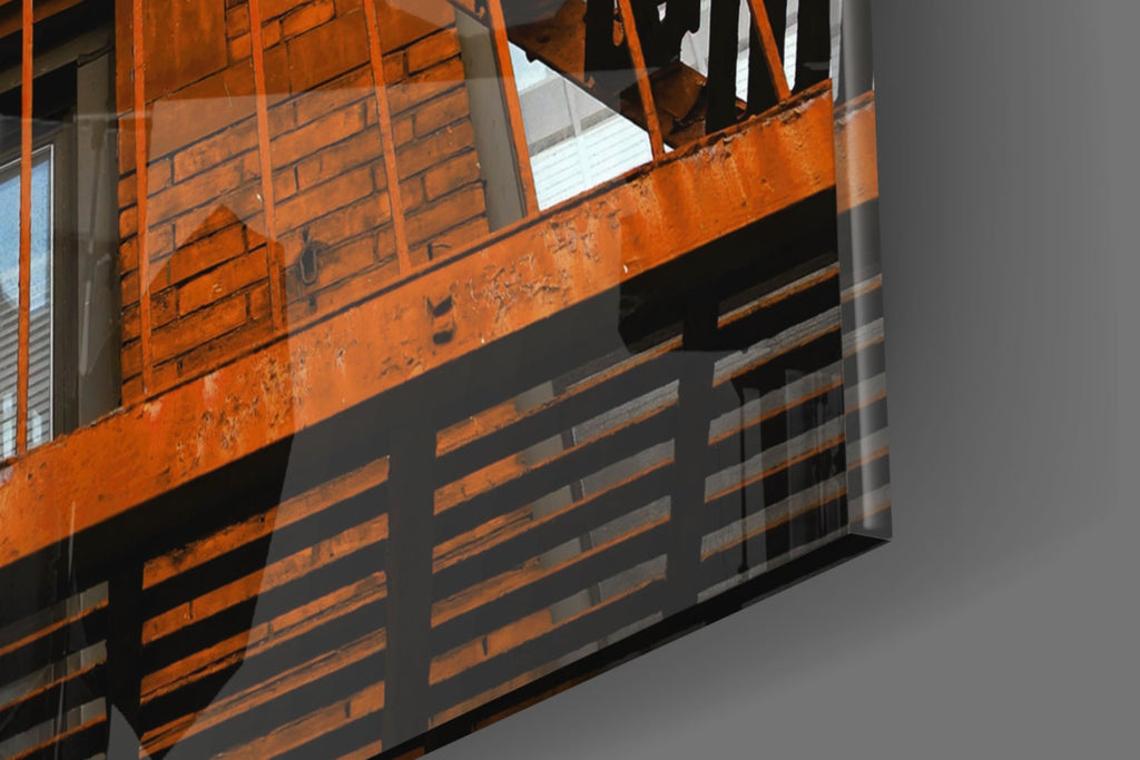 Orange Stairs Glass Wall Art