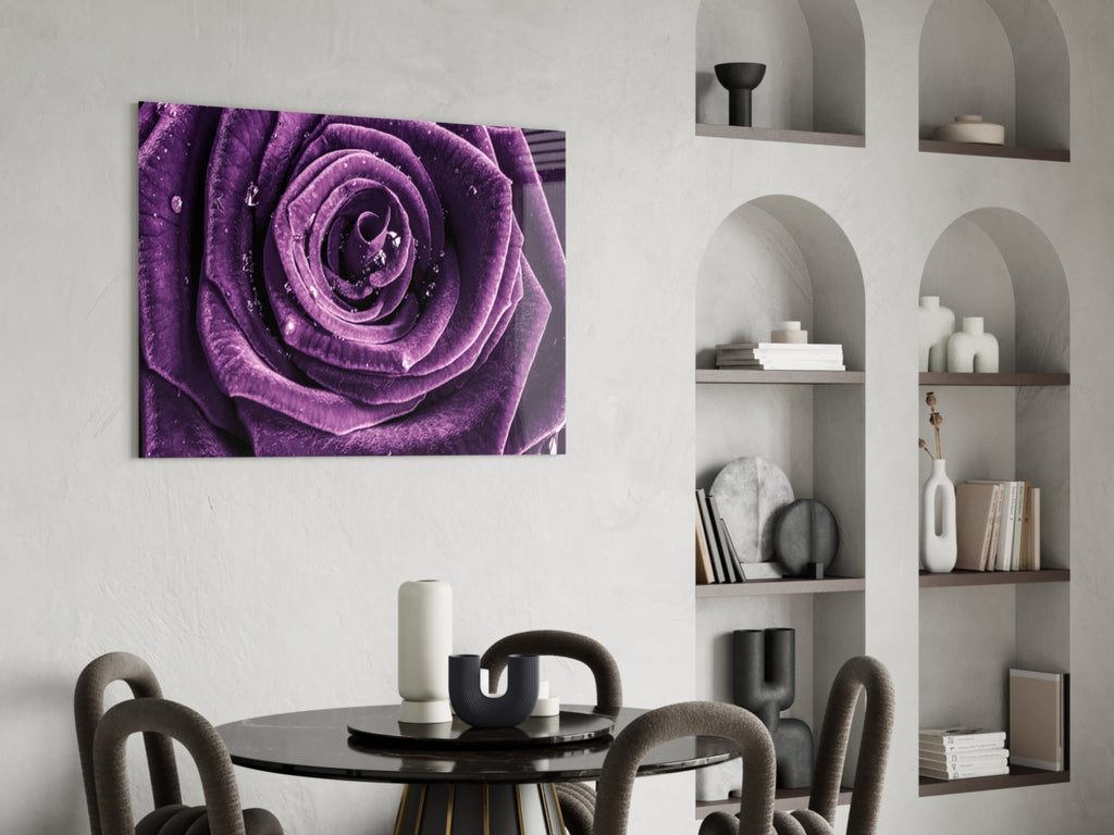 Purple Rose Glass Wall Art