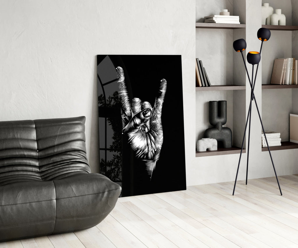 Horns Hands Glass Wall Art