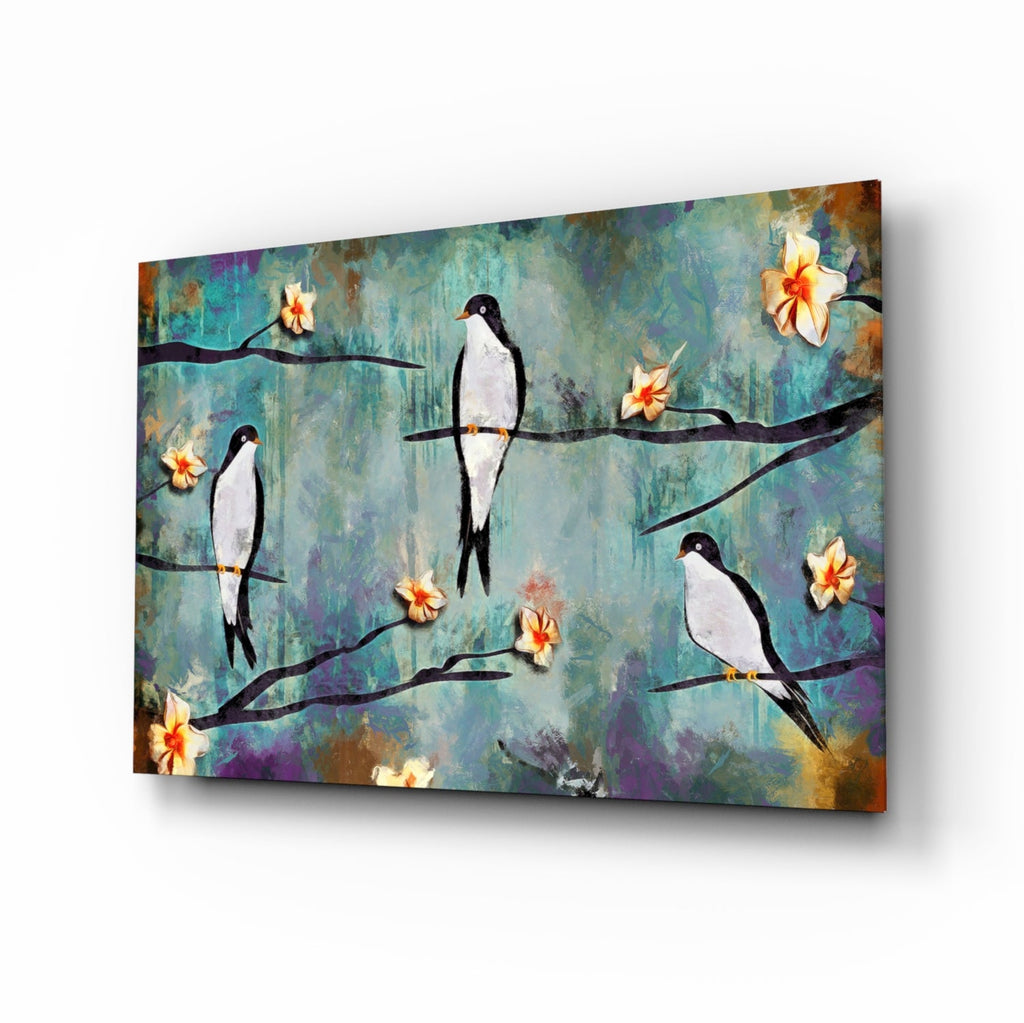 Birds of a Dream Glass Wall Art