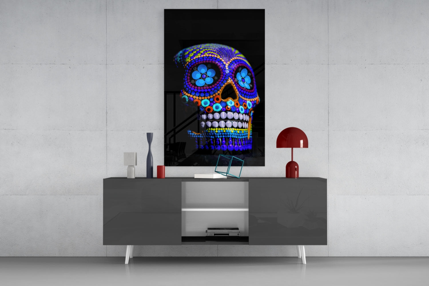 Sugar Skull Glass Wall Art