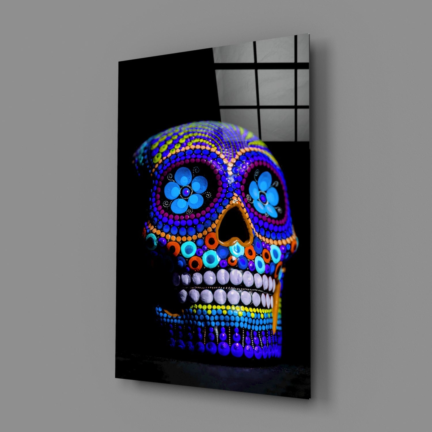 Sugar Skull Glass Wall Art