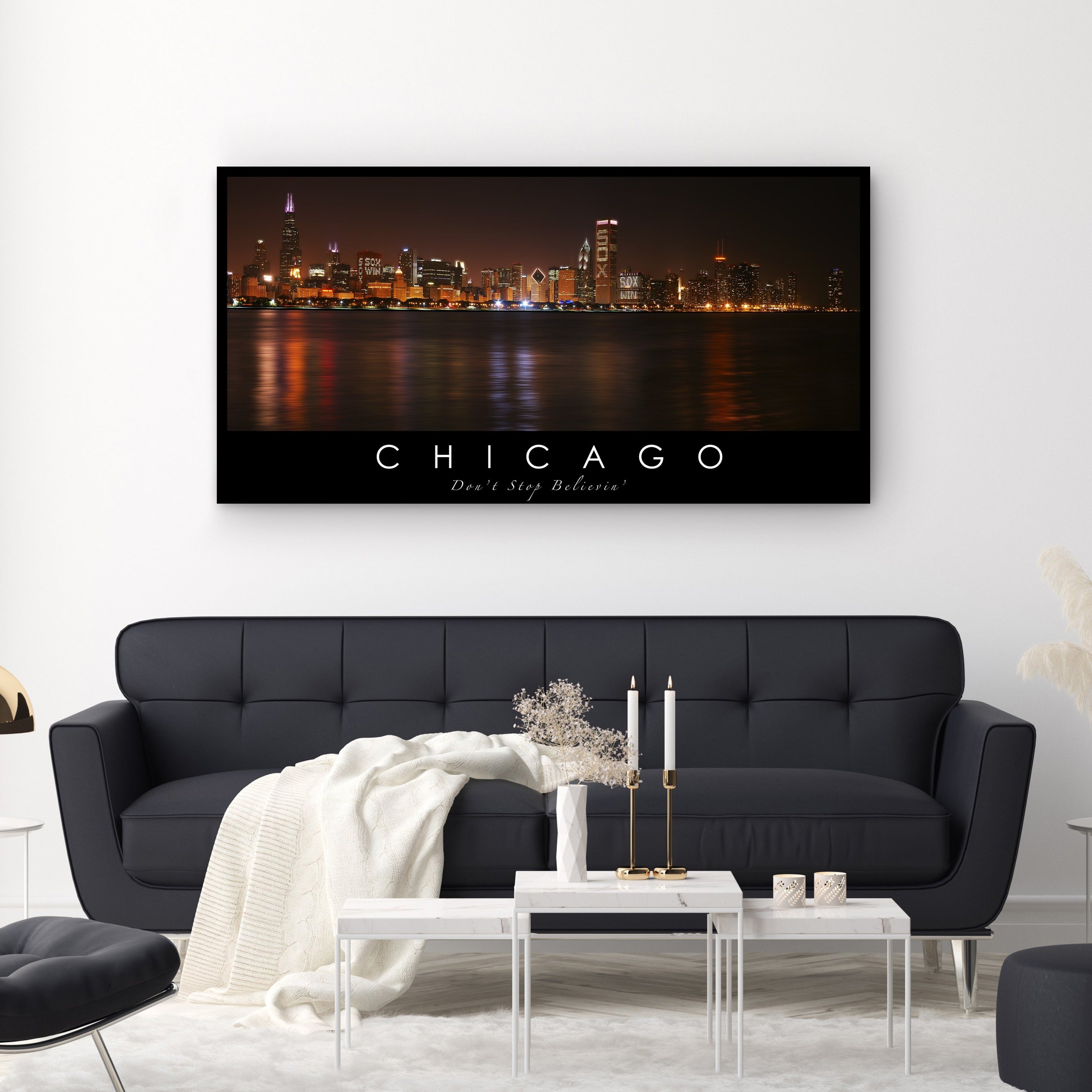 Chicago Skyline Canvas Art - Baseball 2