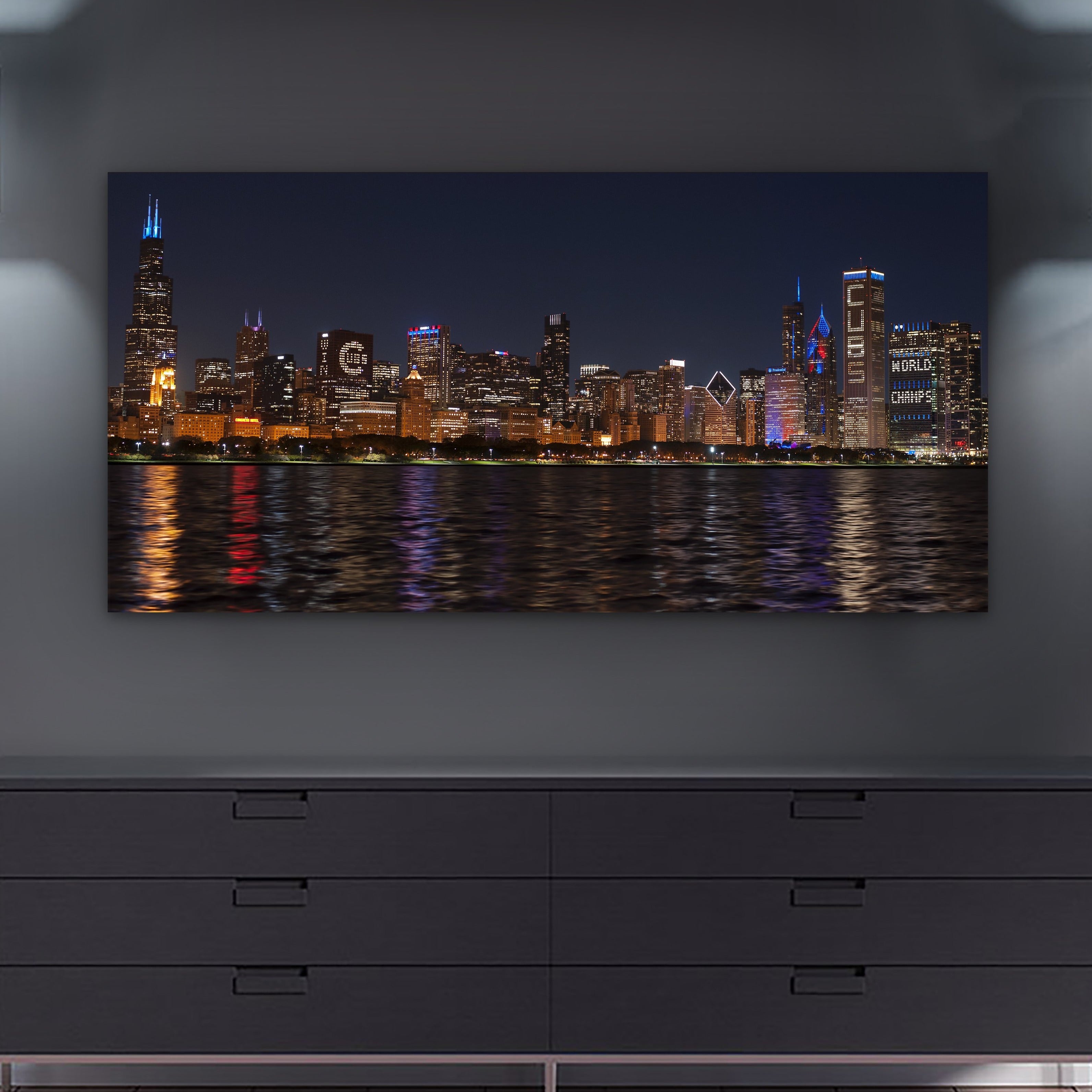 Chicago Skyline Canvas Art - Baseball