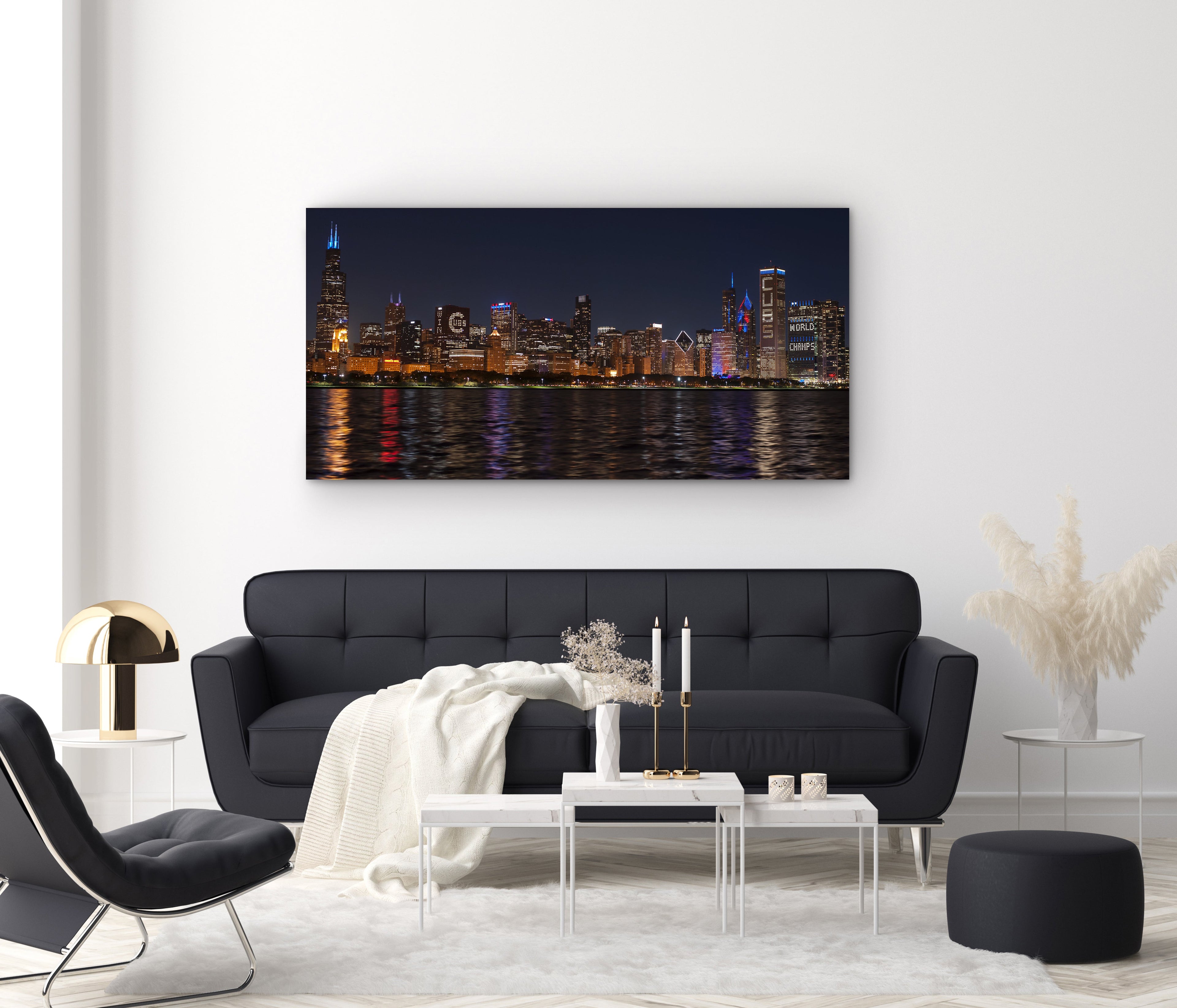 Chicago Skyline Canvas Art - Baseball