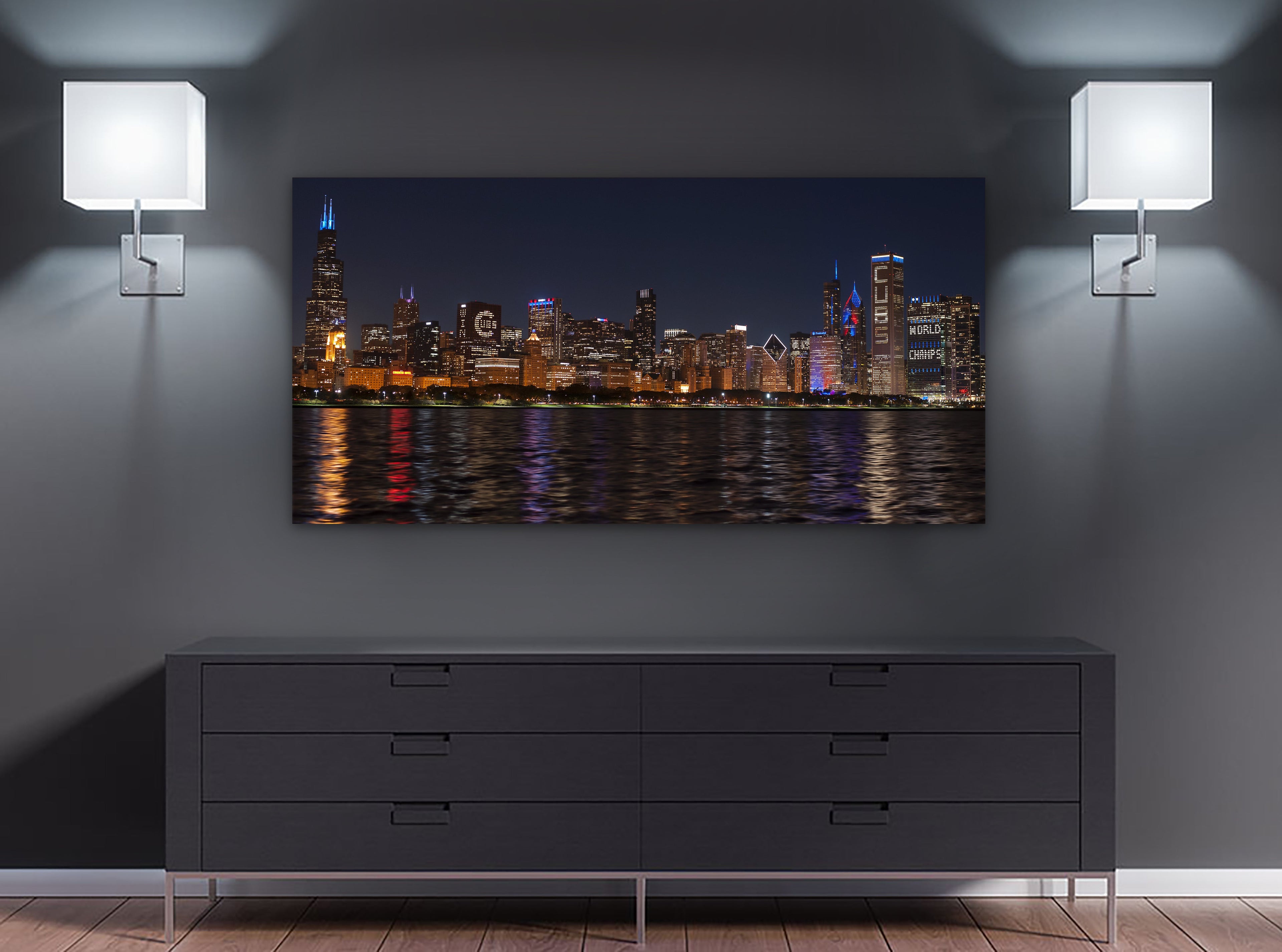 Chicago Skyline Canvas Art - Baseball