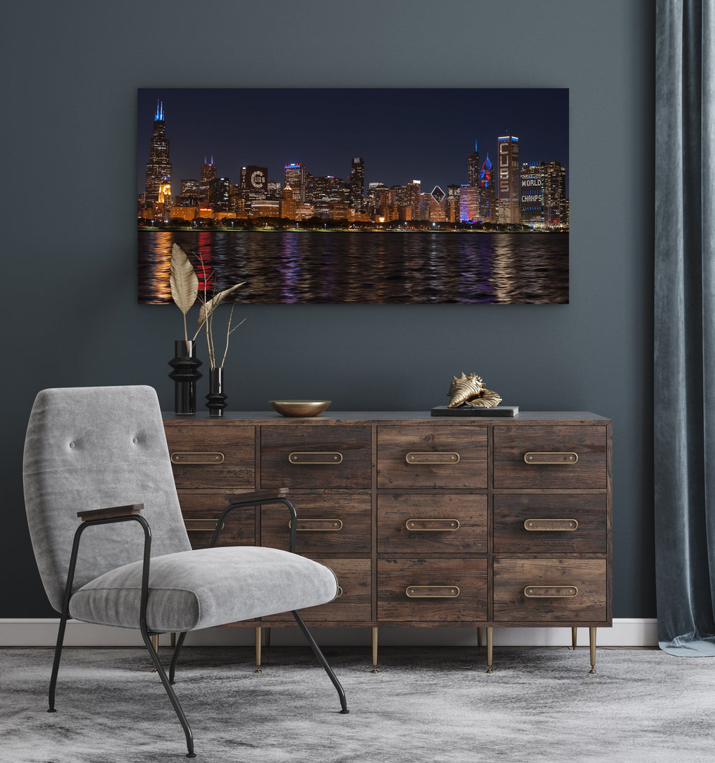 Chicago Skyline Canvas Art - Baseball