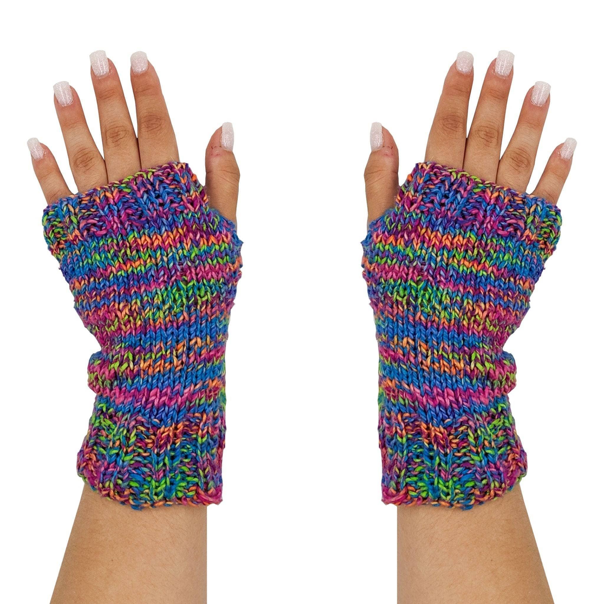 Colorful Fingerless Mitts Knitting and Crochet Kit