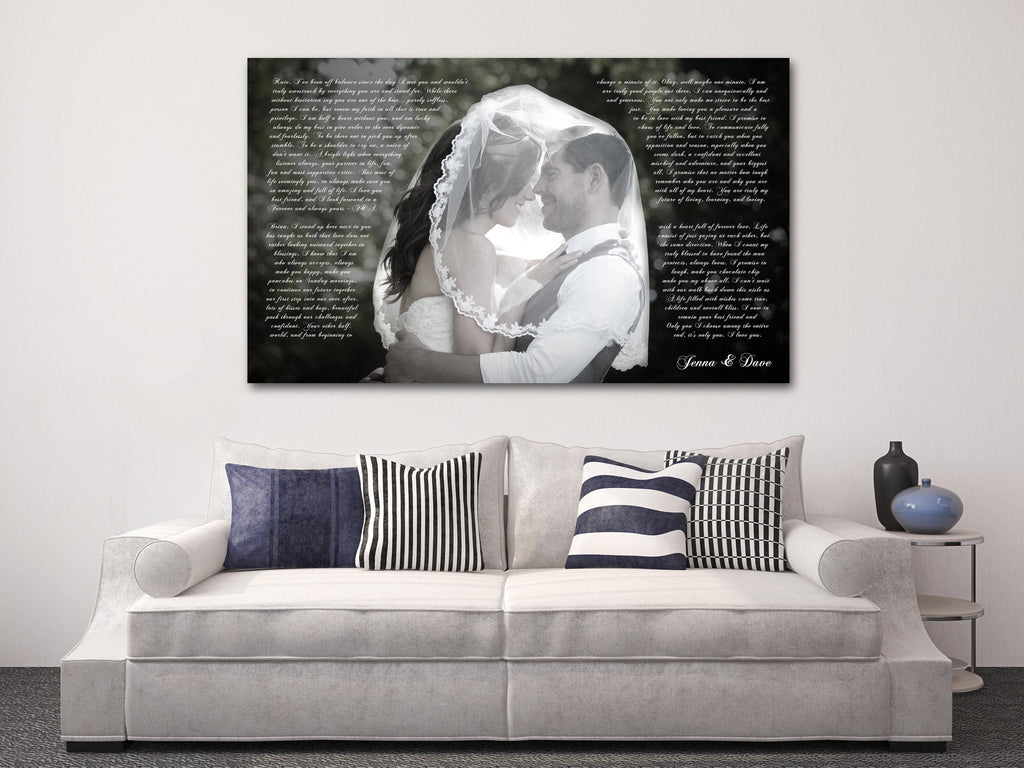 First Wedding Anniversary Gift - Your Wedding Vows On Canvas