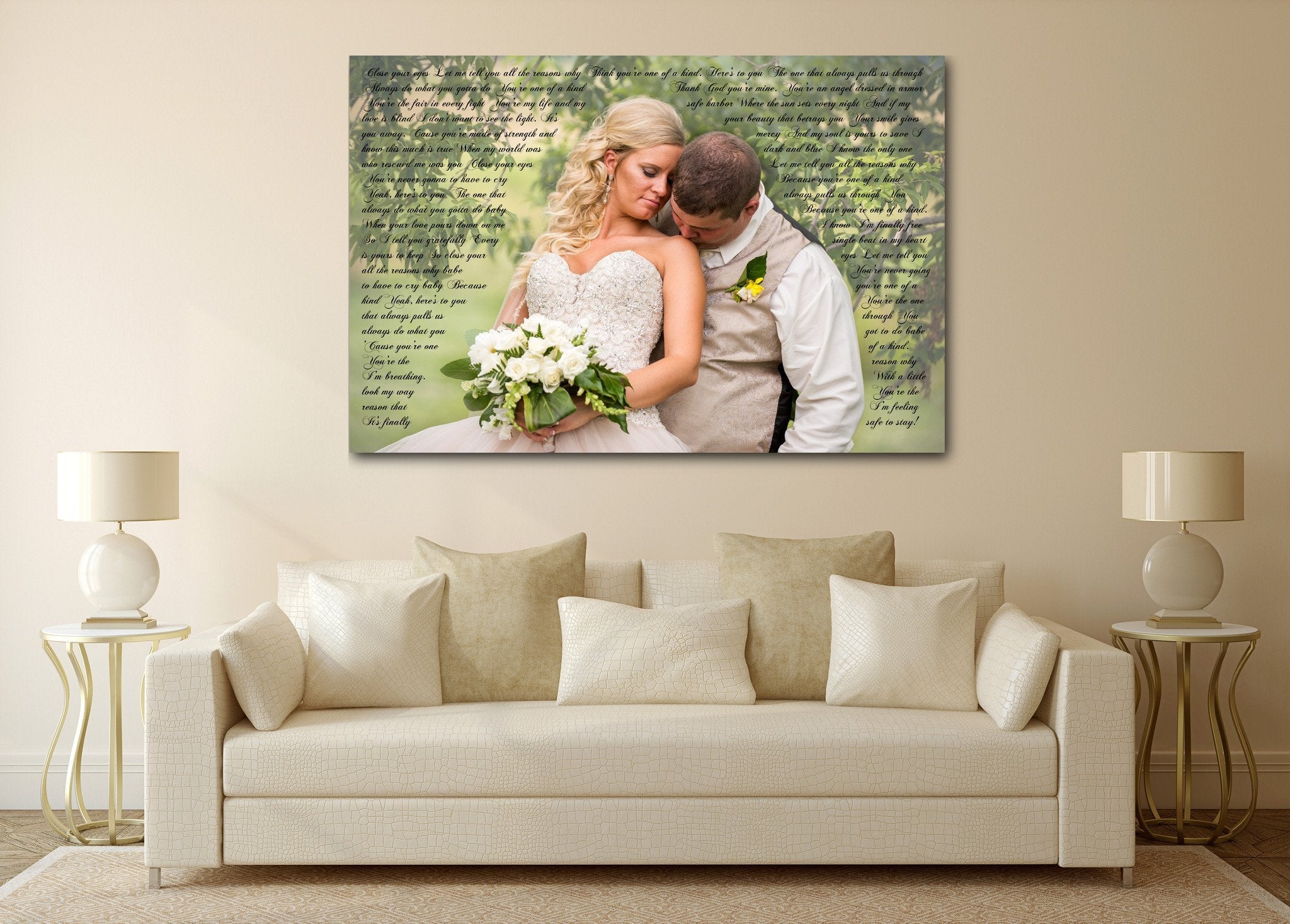 First Wedding Anniversary Gift - Your Wedding Vows On Canvas