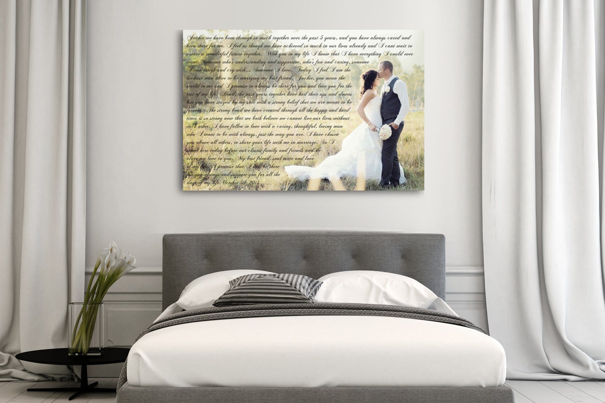 First Wedding Anniversary Gift - Your Wedding Vows On Canvas