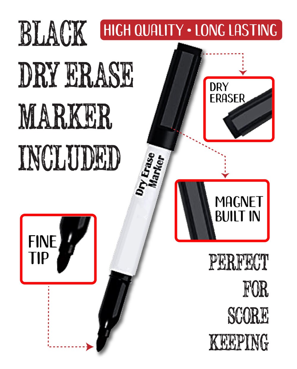 Dart Scoreboard (White) Dry Erase for Keeping Score in Games Cricket, 301 or 501 - Metal Sign