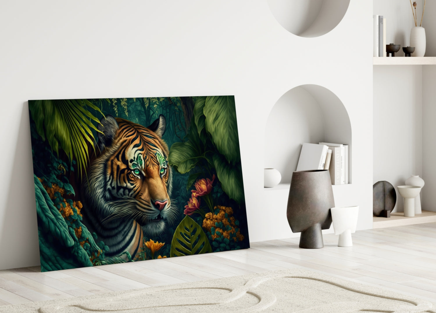 Trap Behind Flowers Glass Wall Art  || Designer Collection