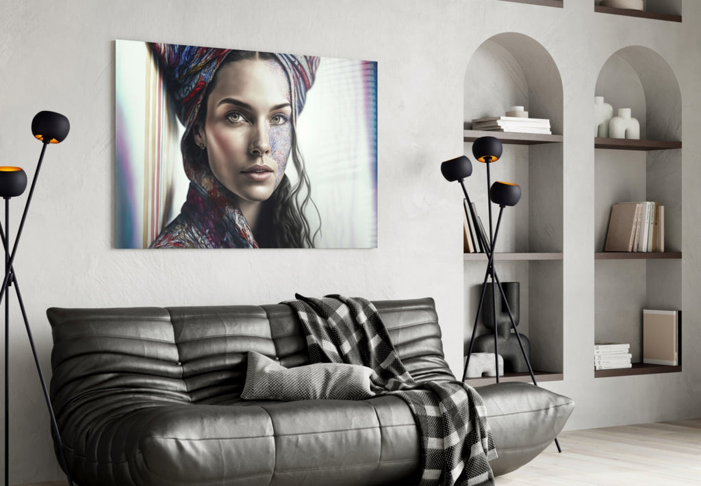 Girl with a Tattoo Glass Wall Art  || Designer Collection