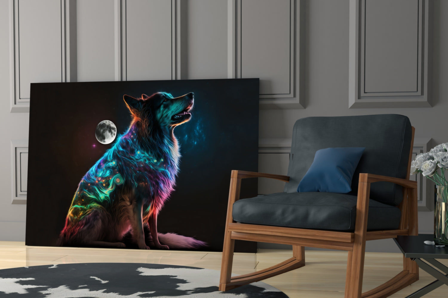 Space Dog Glass Wall Art  || Designer Collection