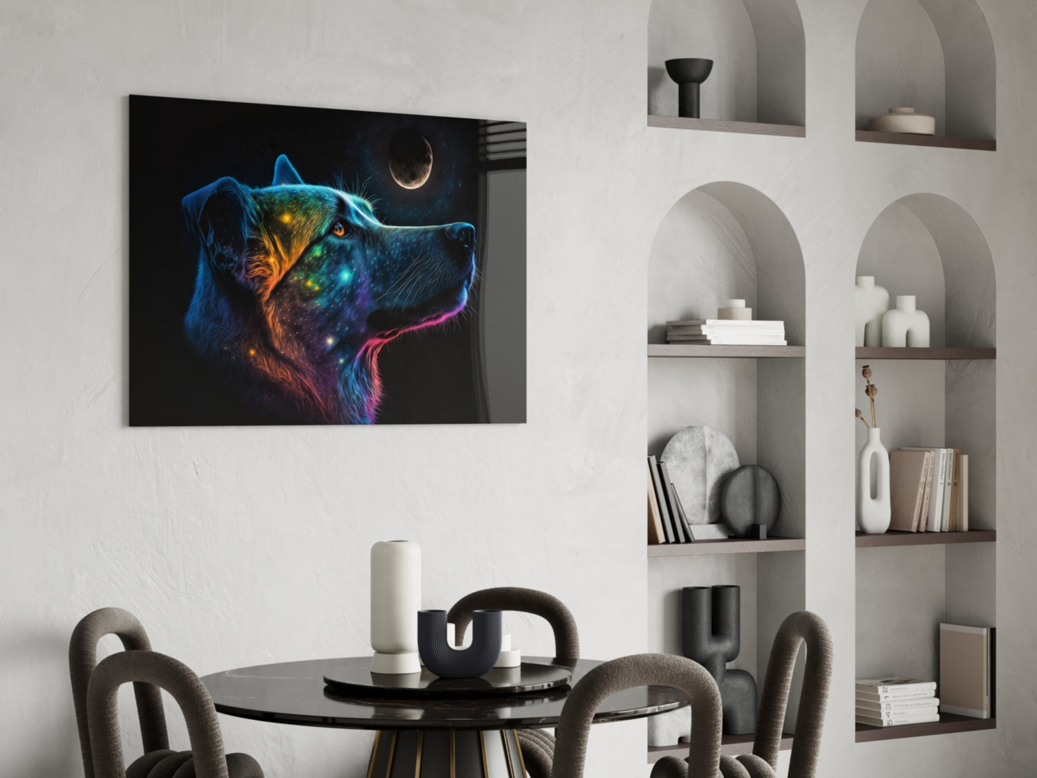 Space Dog Glass Wall Art  || Designer Collection