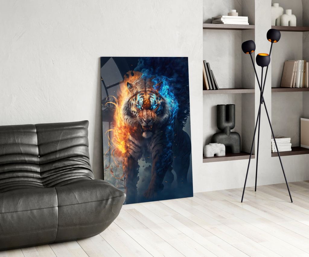 Flaming Nobility Glass Wall Art  || Designer Collection
