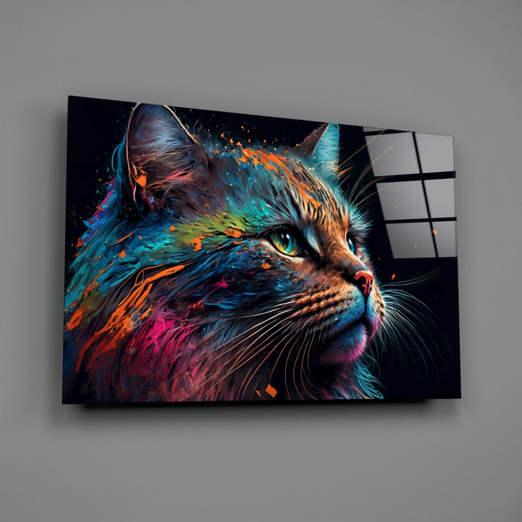 Colorful Cat Glass Wall Art  || Designers Collection