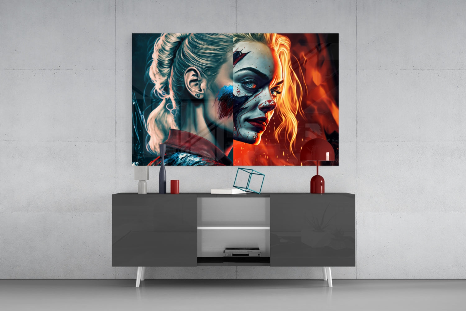Harley Quinn Glass Wall Art  || Designer Collection