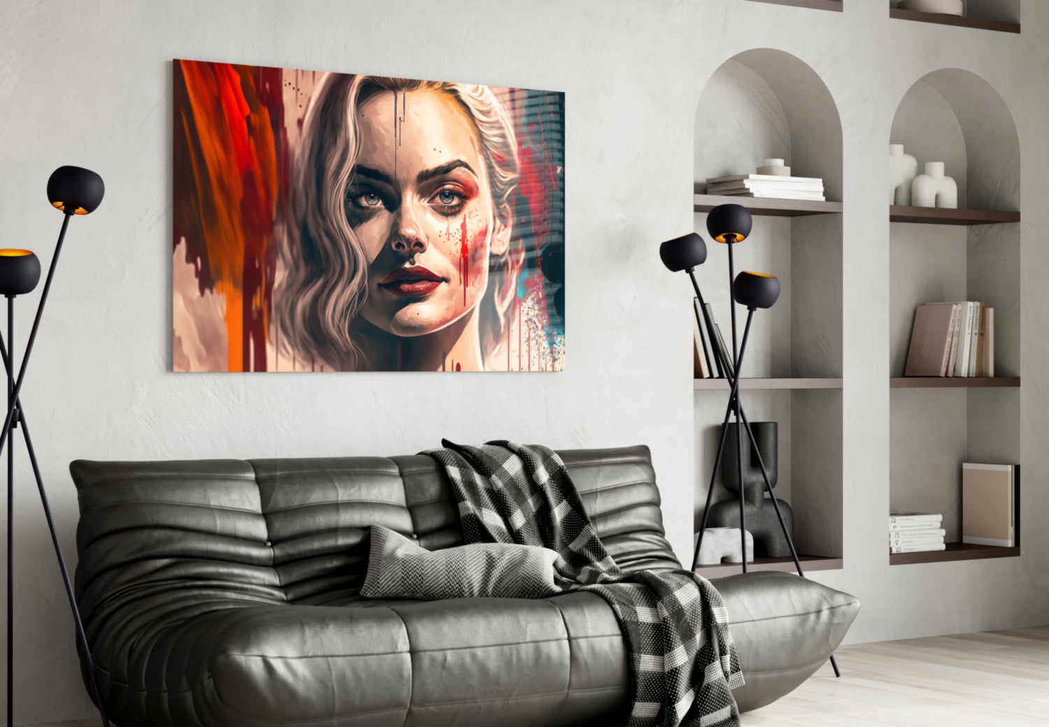Harley Quinn Glass Wall Art  || Designer Collection