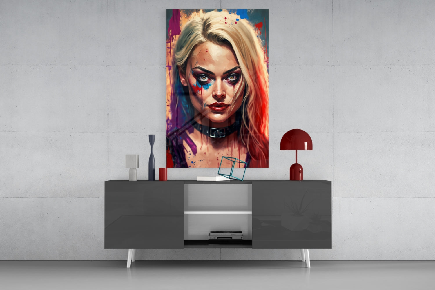 Harley Quinn Glass Wall Art  || Designer Collection