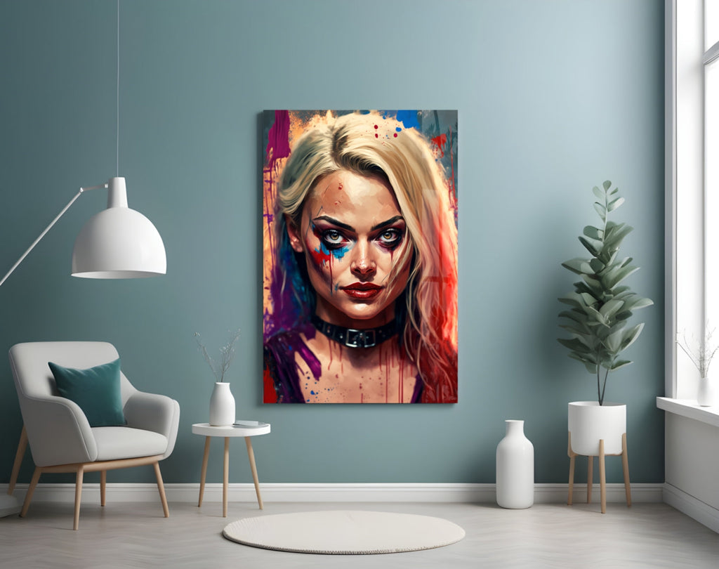 Harley Quinn Glass Wall Art  || Designer Collection