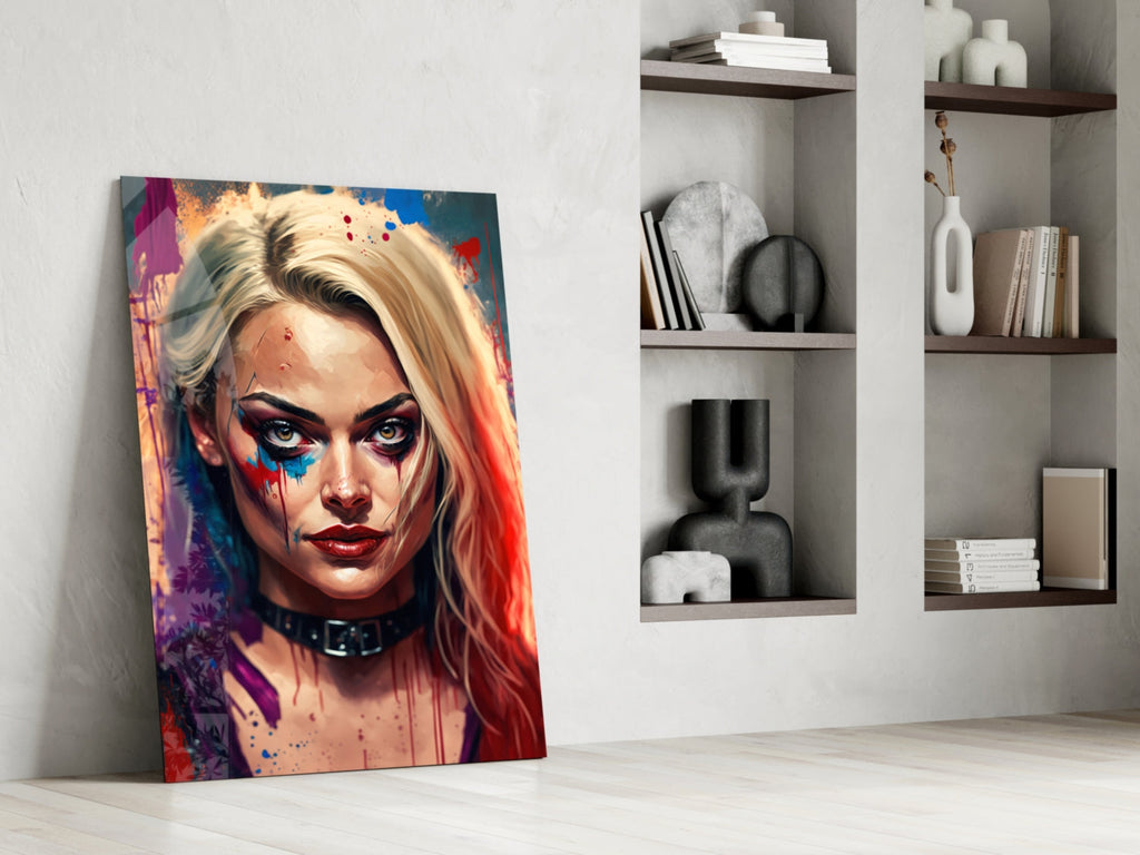 Harley Quinn Glass Wall Art  || Designer Collection